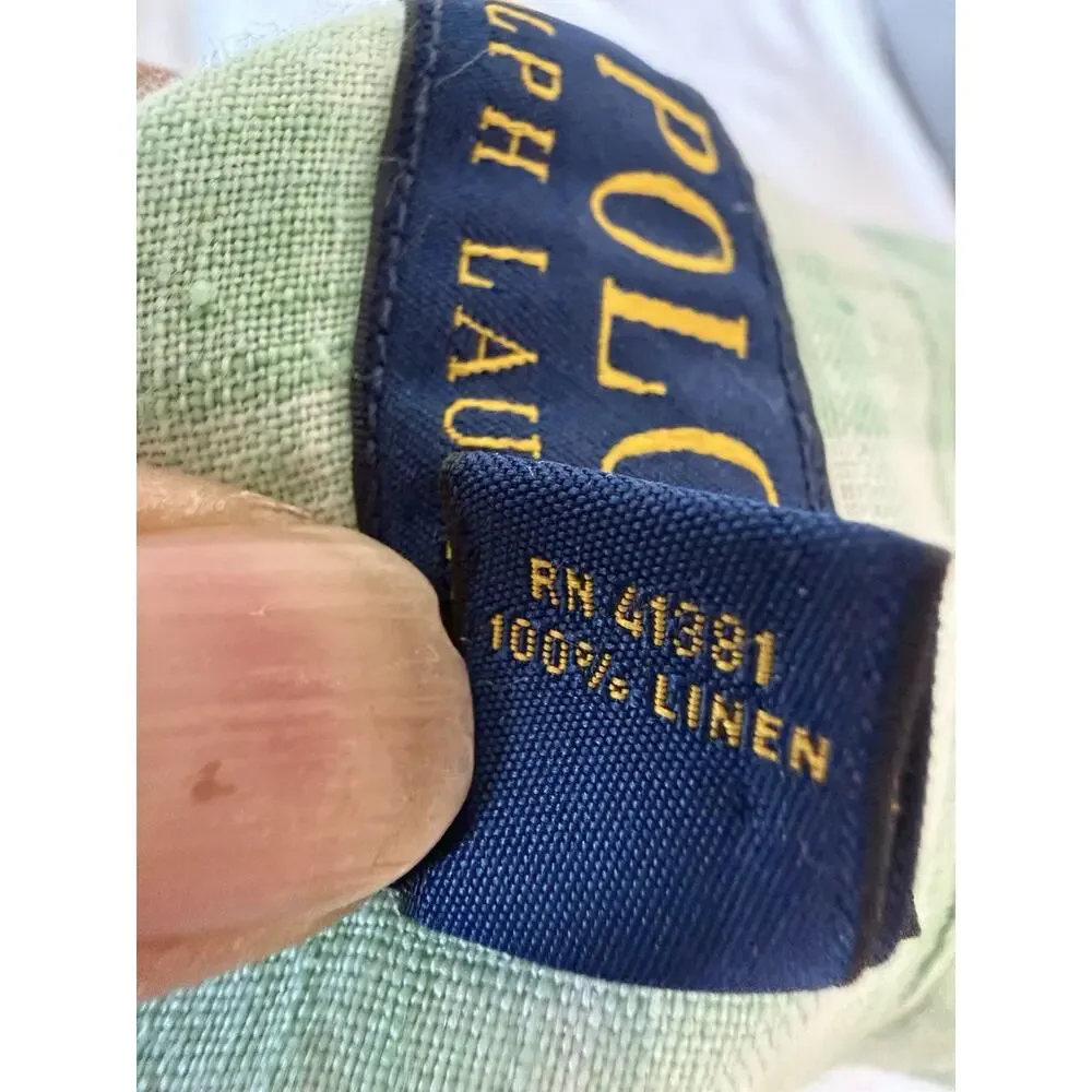 Polo Ralph Lauren Linen Plaid Men's shirt Green career nautical coastal Size XL